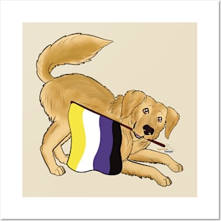 Pride Doggos Alternate: Non-Binary Golden Retriever Posters and Art